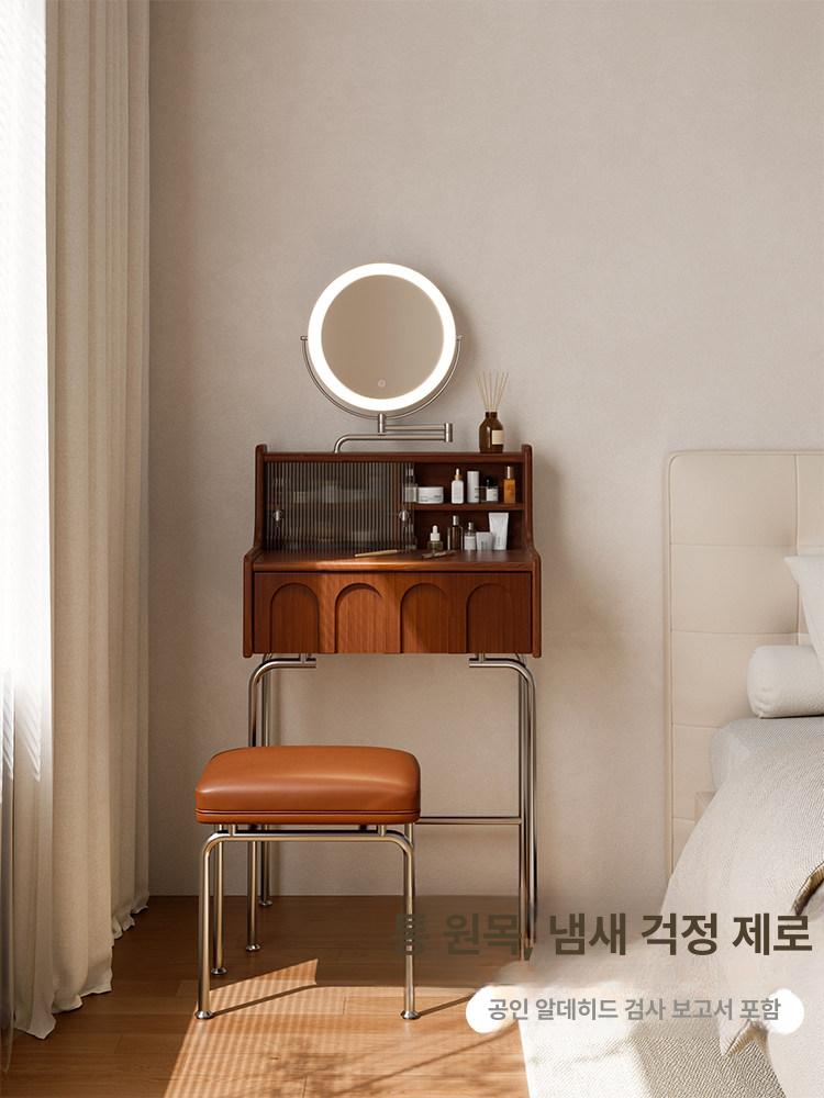 슬림 서랍형 침실용 슬림화장대 입식 전신거울 원룸용 빈티지 50cm 원목 - 상세 이미지 3