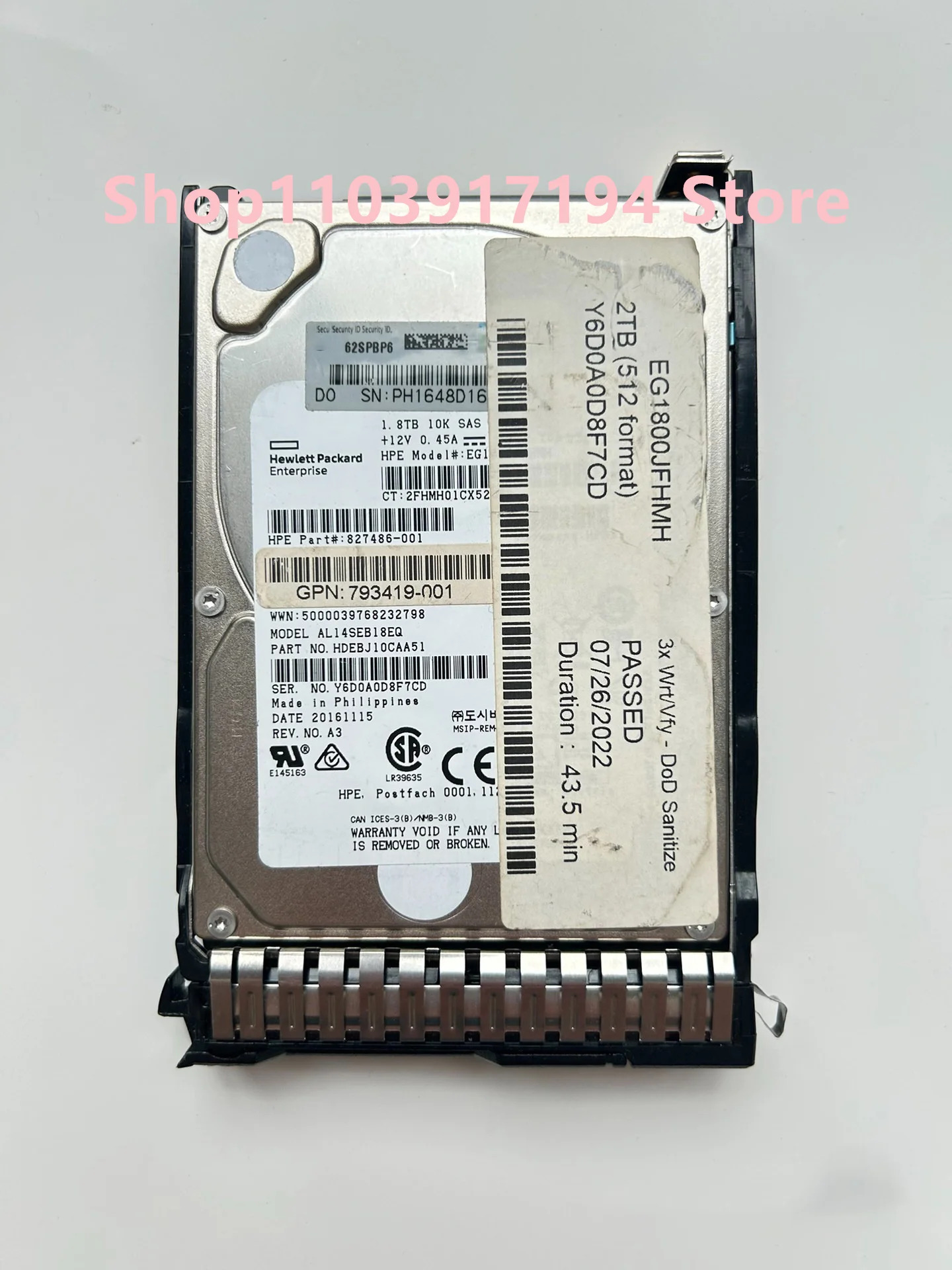 hp호환 1.8T 791055-001 793419-001 827486-001 SAS 10K 12G 2.5 인치 서버 하드