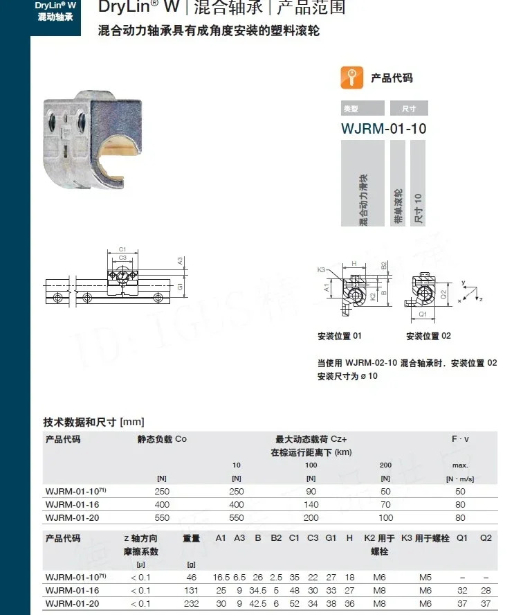 IGUS WJRM-01-10/16/20 하이브리드 슬라이더 원본