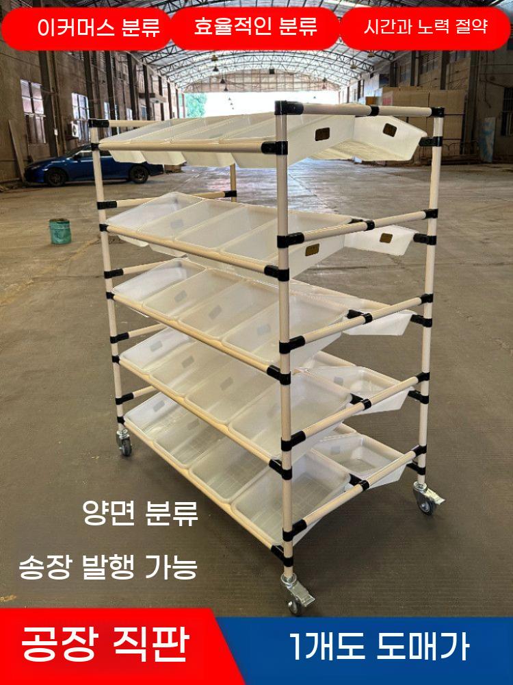 피킹카트 서랍 트롤리 플라스틱 적재함 바퀴 공장 창고용 물류 이동식 정리 선반 수납함 - 상세 이미지 2