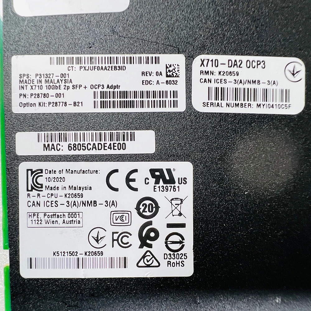 hp호환E X710DA2 OCP3 듀얼기가비트 이더넷 카드 P28778-B21 P31327-001 P28780-001