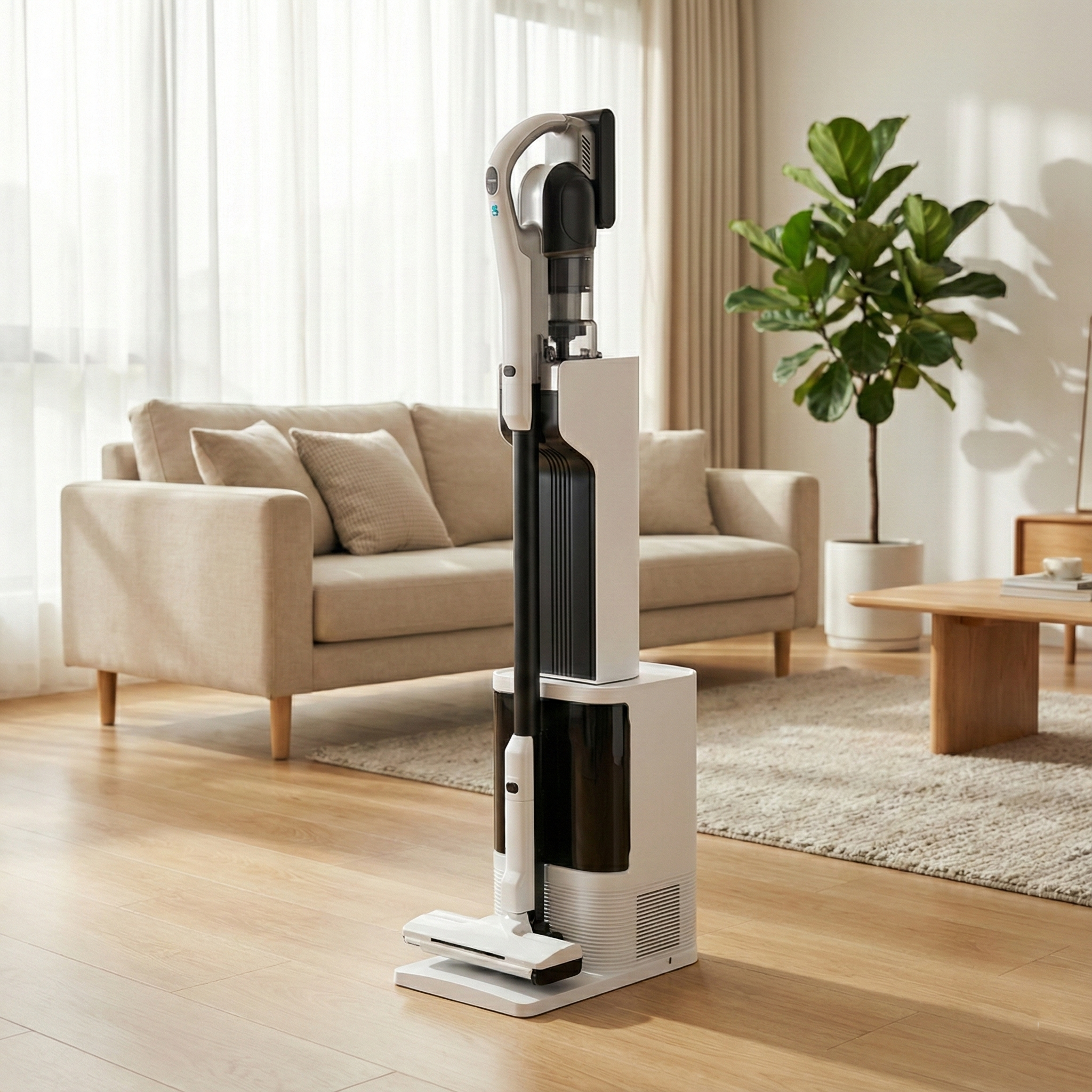 차이슨 자동먼지비움 무선청소기 AI 스마트 타워형 올인원 제품 이미지