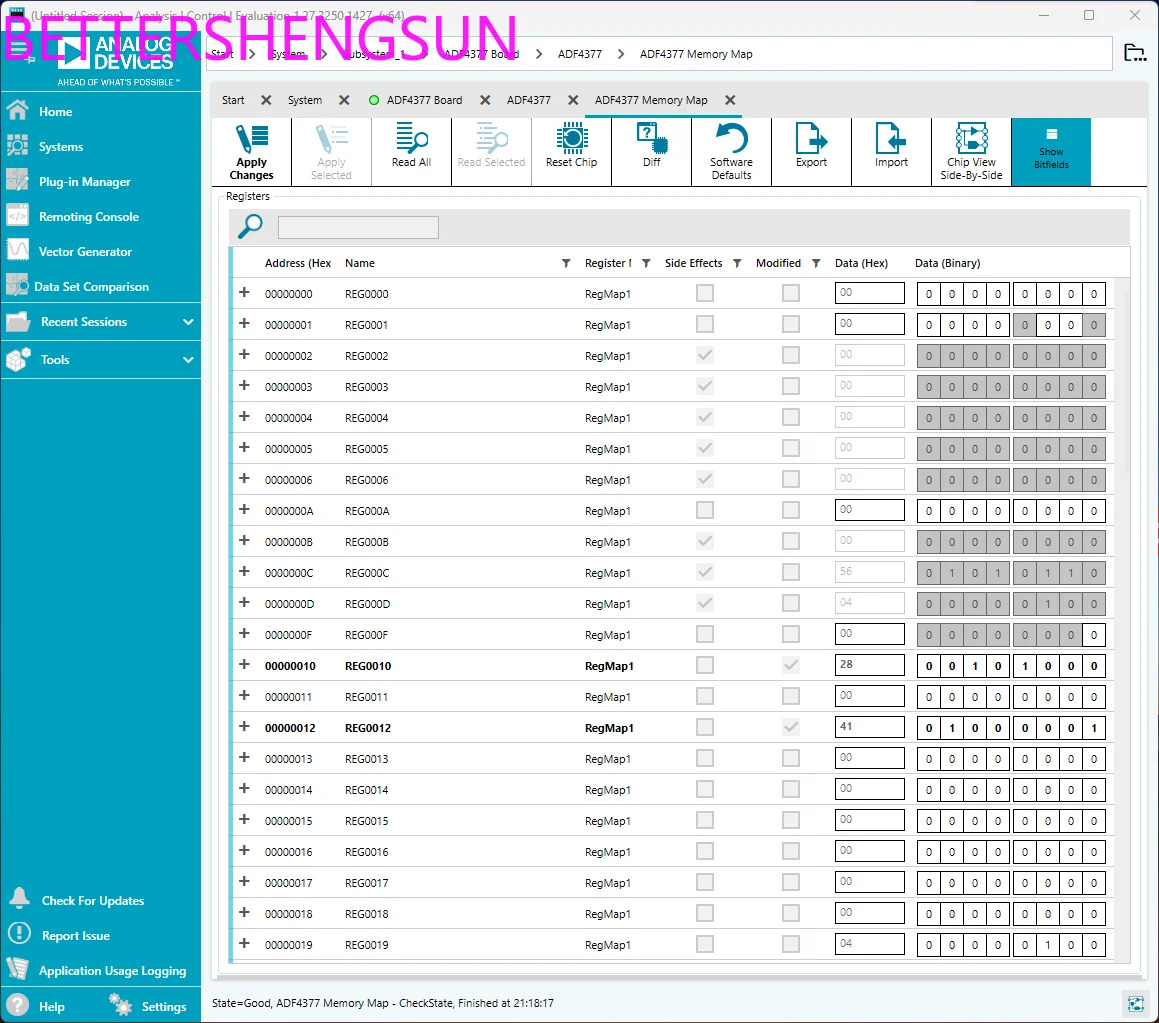 ADF4377BCCZ 레지스터 구 USB-SDP-S