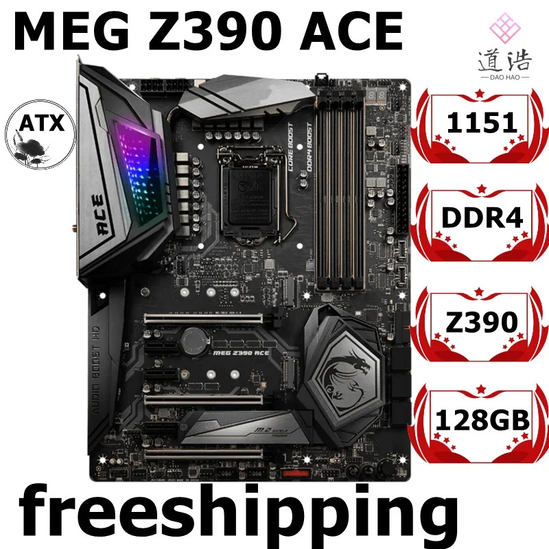 MEG Z390 ACE 마더보드128GB LGA 1151 DDR4 메인보드 완전 작동 리퍼