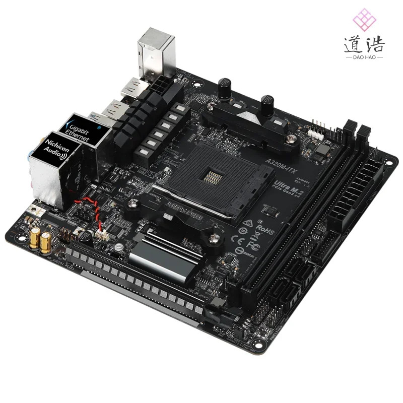 ASRock호환 A320M-ITX 32GB 소켓 AM4 DDR4 HDMI PCI-E3.0 M.2 Mini-ITX 마더보드A320 마더보드 완전 작동 리퍼