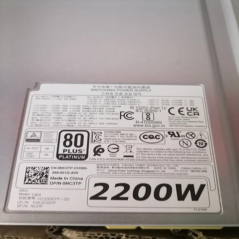델 7960 T7920 전원공급장치 2200W H2200EPF-00 NC3TP 0NC3TP L2200EPF-00 VG6