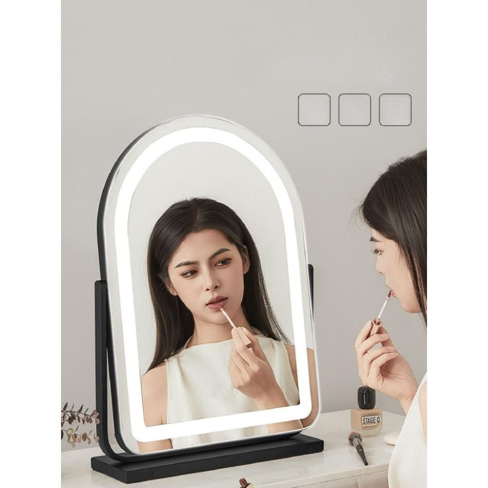 대형 탁상거울 아치형 스마트 메이크업 회전 책상 폼미러 대리석 탁상 - 상품 이미지