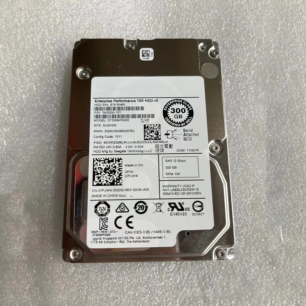 ST300MP0005 서버 하드 07FJW4 7FJW4 300G 15K SAS 2.5인치 12Gb 드라이브