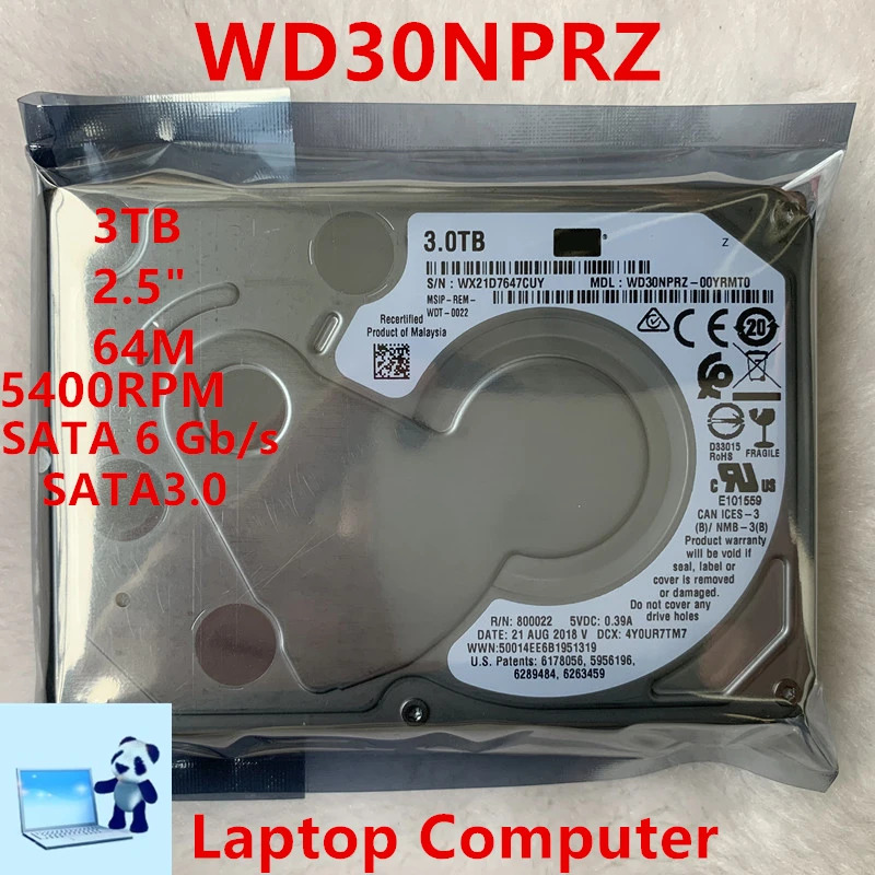 노트북 HDD WD30NPRZ내장 하드 WD 3TB 2.5 SATA 6 Gb/s 64MB 5400RPM새 원본