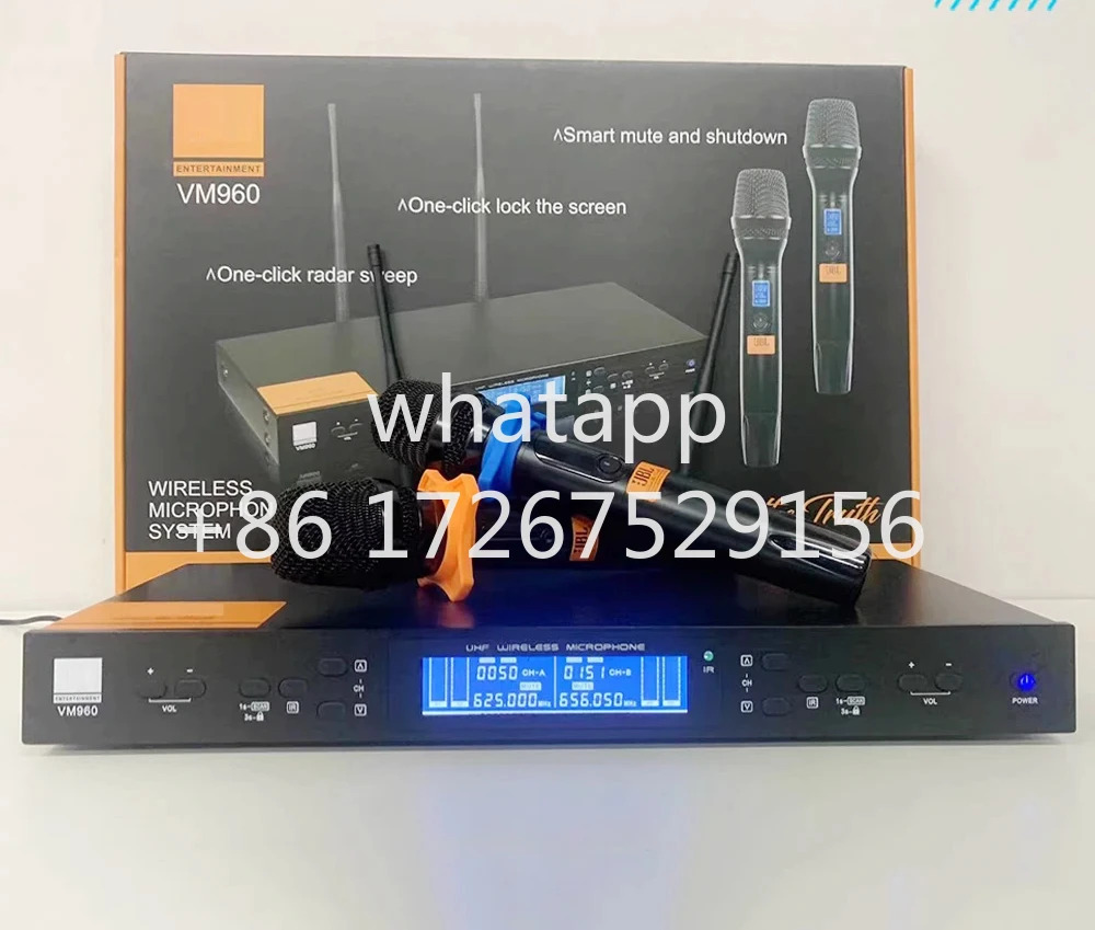 VM960 무선 마이크 1-2 금속 KTV 휘파람 방지 FM