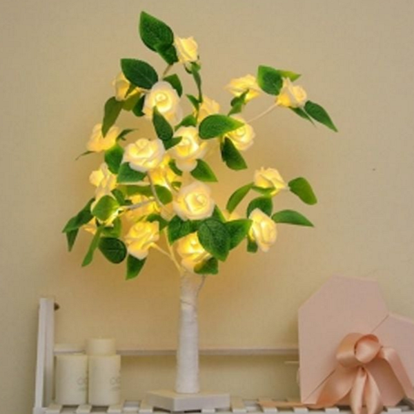 인테리어 장미 무드등 탁상용 장미 조명등 건전지식 무선 침실