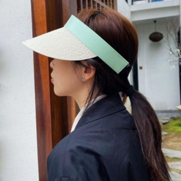 접이식 여성 썬 캡 휴대용 돌돌이 썬 캡 파피루스 여름 - 상품 이미지