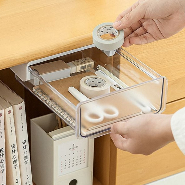 공간활용 책상 서랍 정리함 부착형 부착식 서랍 정리함 플라스틱 투명 - 상품 이미지