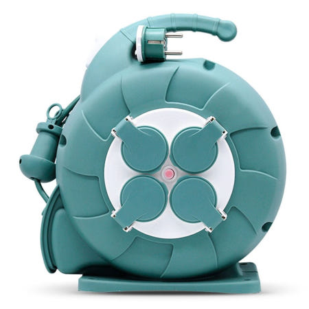 알리바니스토어 캐핑코드릴 멀티탭 릴선 산업 오토 코드릴 캡형 4구 20M 민트 이지콕