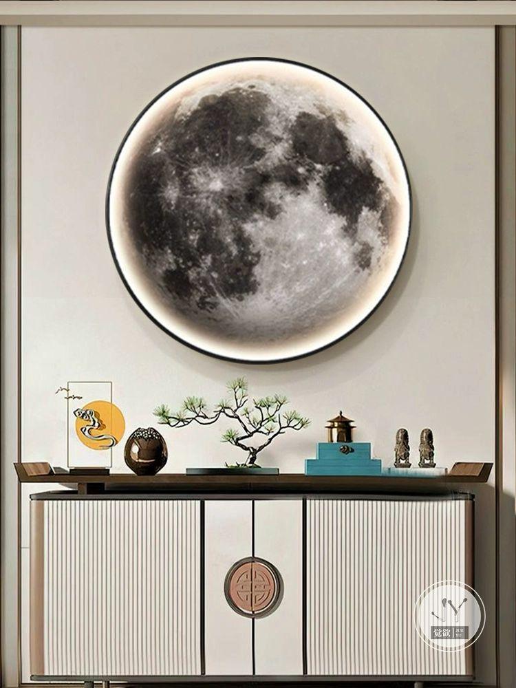 달 지구 조명 액자 복도 장식 LED 문 포인트 벽 문 R 엘레강트 블랙 지름 80cm - 상세 이미지 3