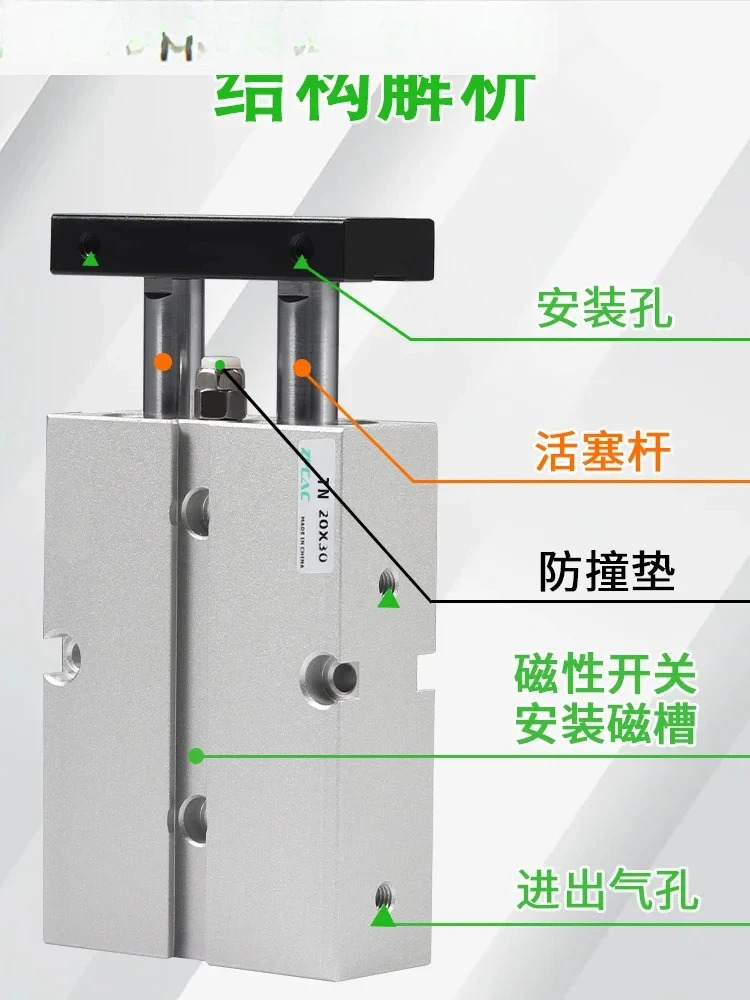 TN16 이샤프트 실린더 TDA20 이막대 추력 32 소형 공압 10x15x25x30x50x100S