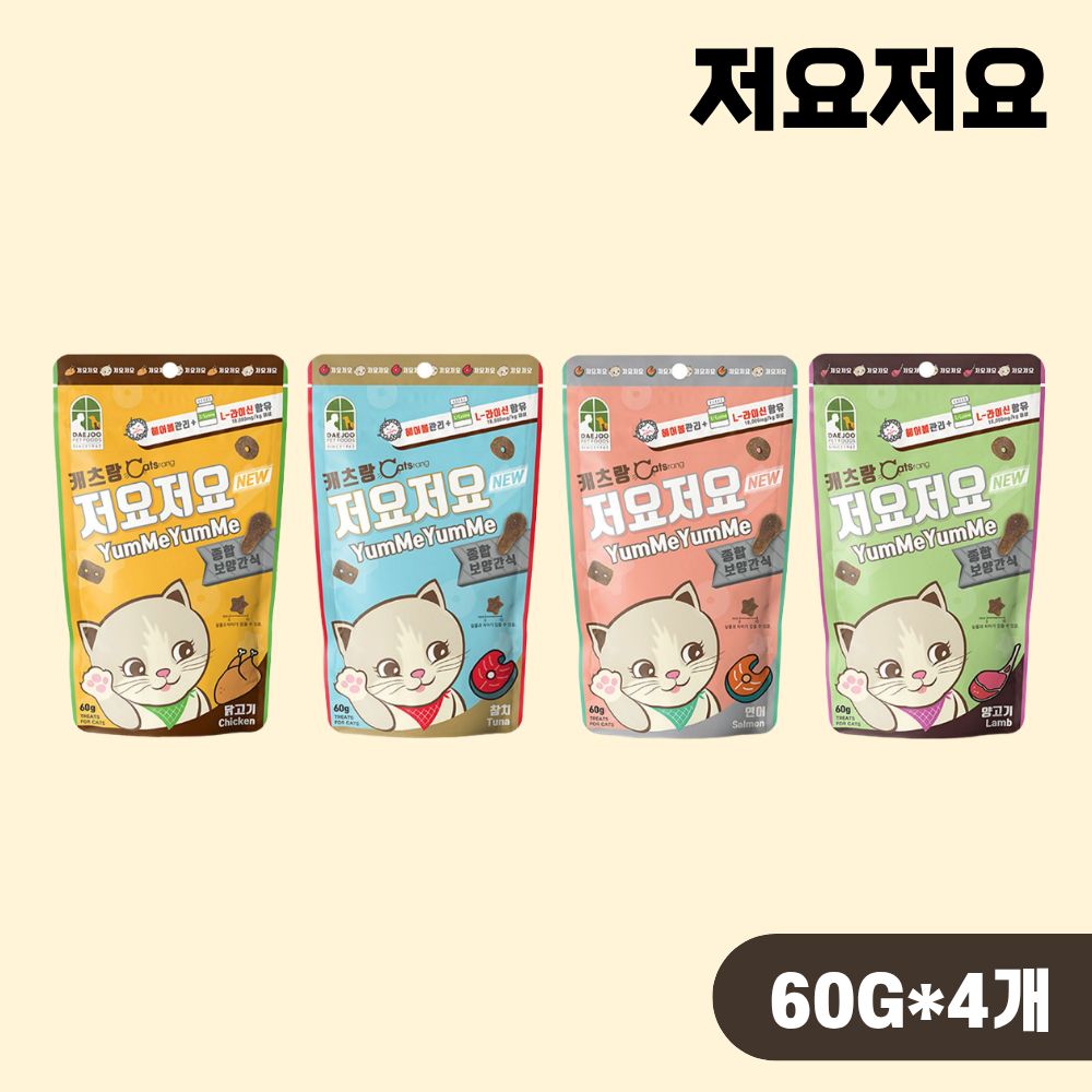캐츠랑 저요저요 고양이간식 4종 콤보, 60g, 4개 - 상품 이미지
