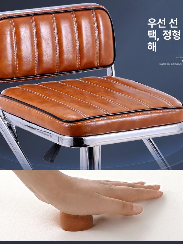 높이조절 바 체어 심플 의자 주방 식탁 키높이 디자인 스트라이프 라이트브라운 하이 60-80cm - 상세 이미지 3