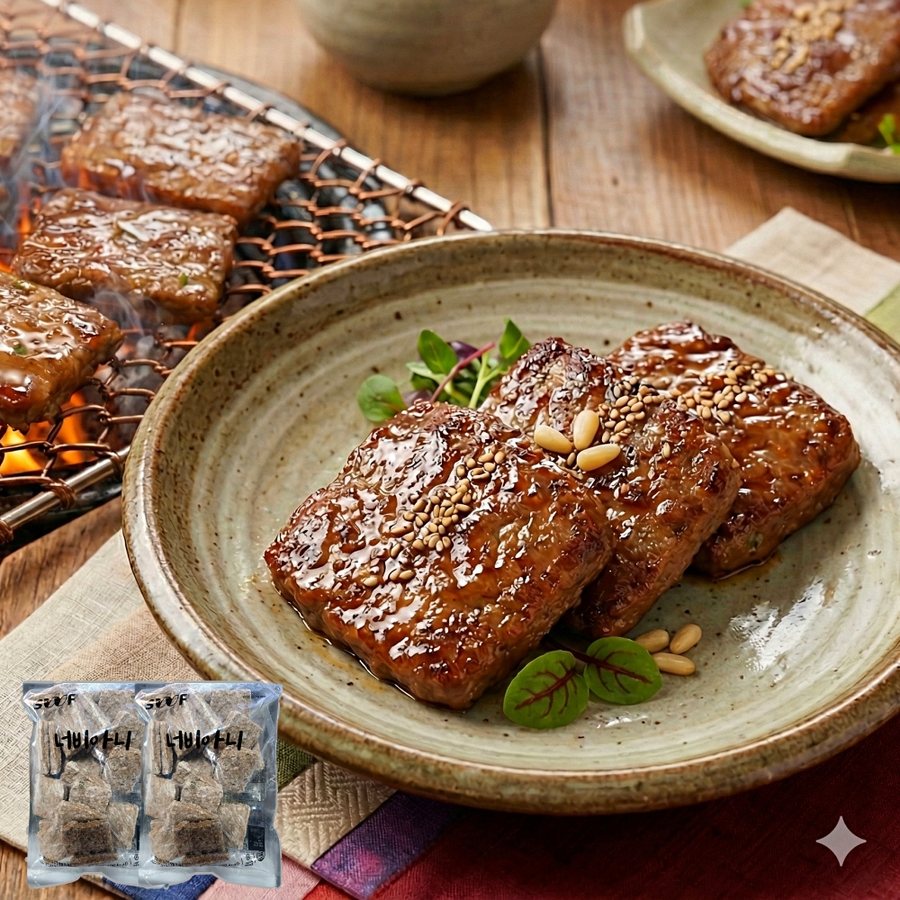 궁중 숯불 너비아니 48판 숯불향 간편식 국내산 원육 불향 떡갈비 - 상품 이미지