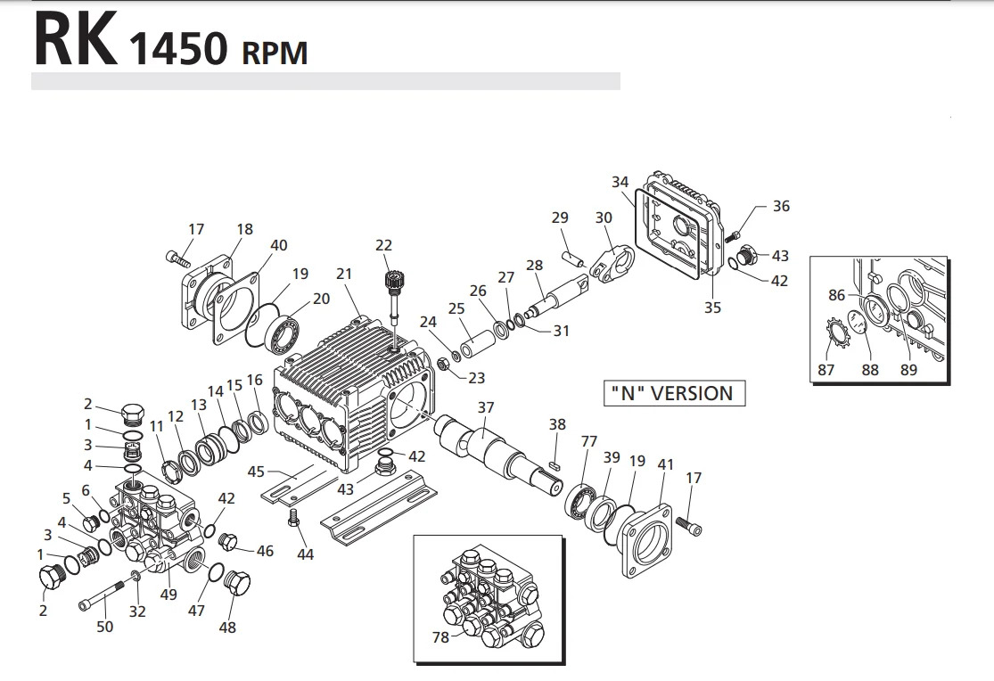 고압 펌프 15L/275 바 1450 RPM AR-PUMP RK 15.28 HN