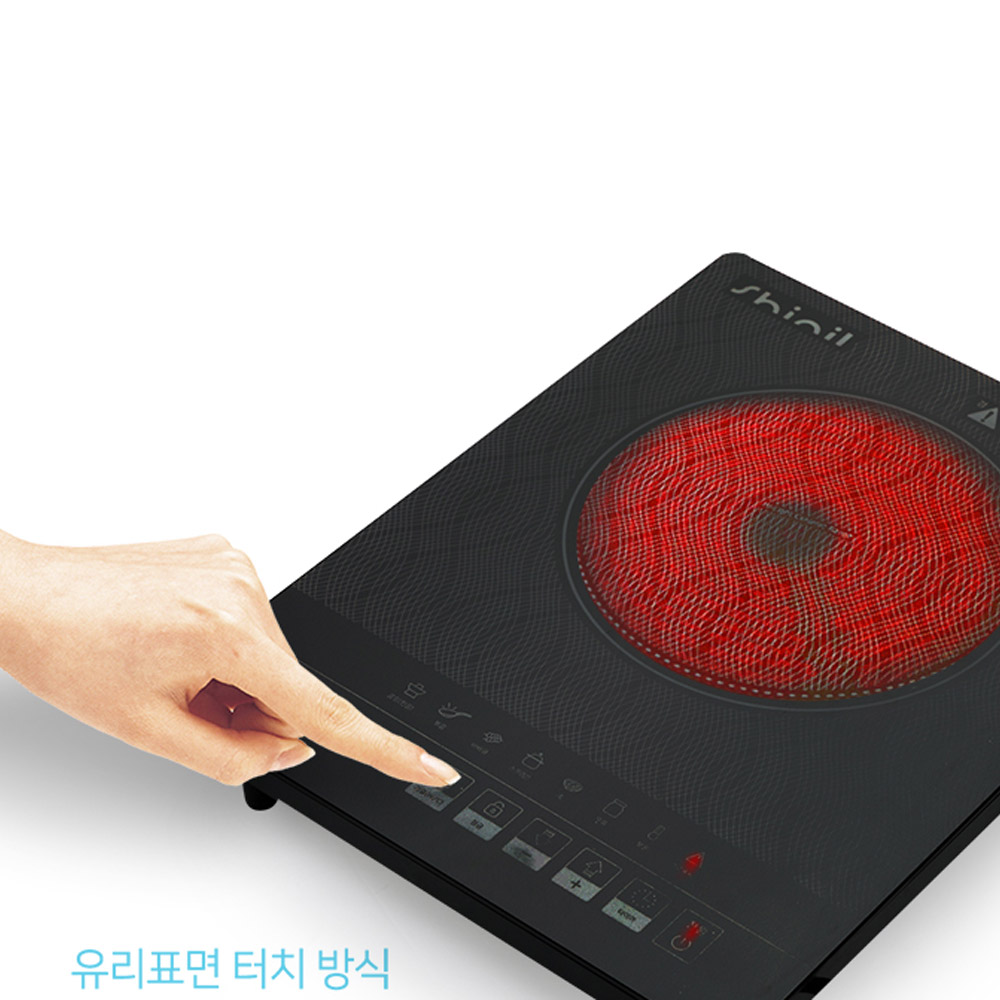 신일 세라믹글라스 하이라이트 1구 원적외선 전기레인지 3초가열 터치식 캠핑 가정용 전기렌지 - 상세 이미지 3