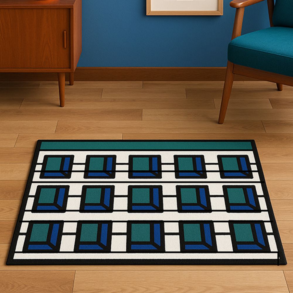 반네스 컬러블록 매트 Color Block Mat 사계절 워셔블 미드센추리 감성 홈매트 러그 - 상품 이미지