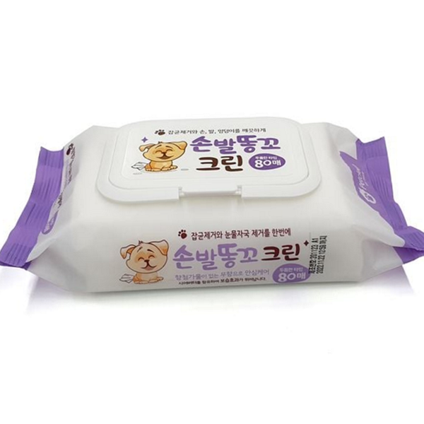 휴대용 애견 물티슈 배변 강아지 물티슈 반려동물 엉덩이 세정 80매 - 상품 이미지