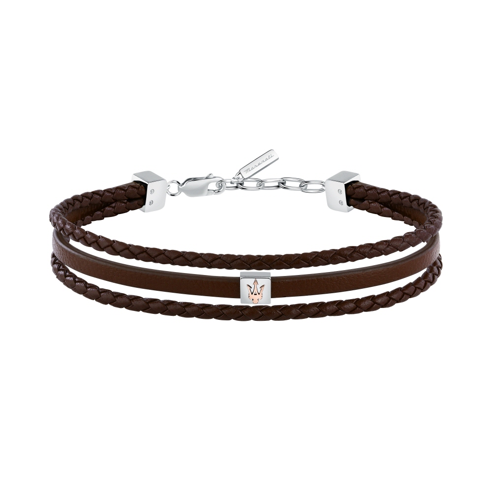 [Italian Design] 마세라티 남자 아이코닉 JM525AVE 가죽팔찌 메탈 액세서리 명품 패션 브라운 - 상세 이미지 2