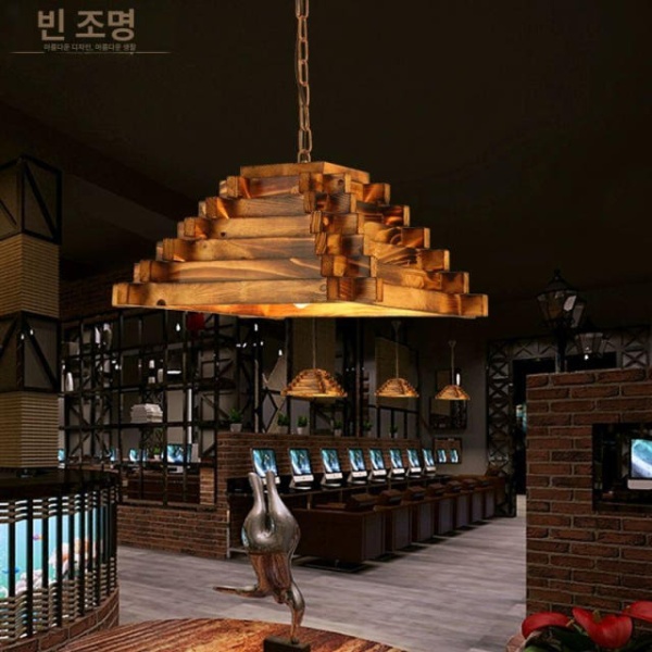 모던 빈티지 카페 인테리어 식당 식탁등 고재나무 조명 팬던트 B B - 상세 이미지 3