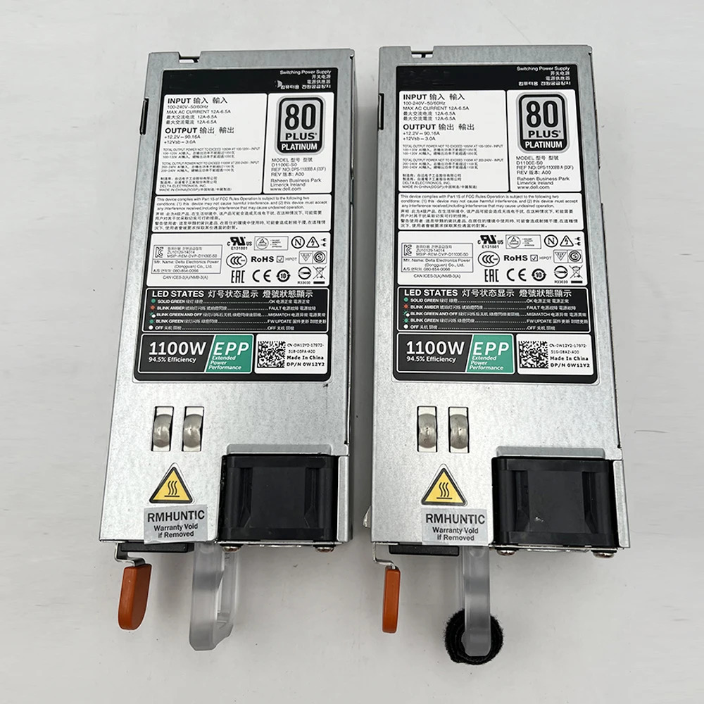 DELL 랙 서버 EPP 1100W 스위칭 전원공급장치 0W12Y2D1100E-S0