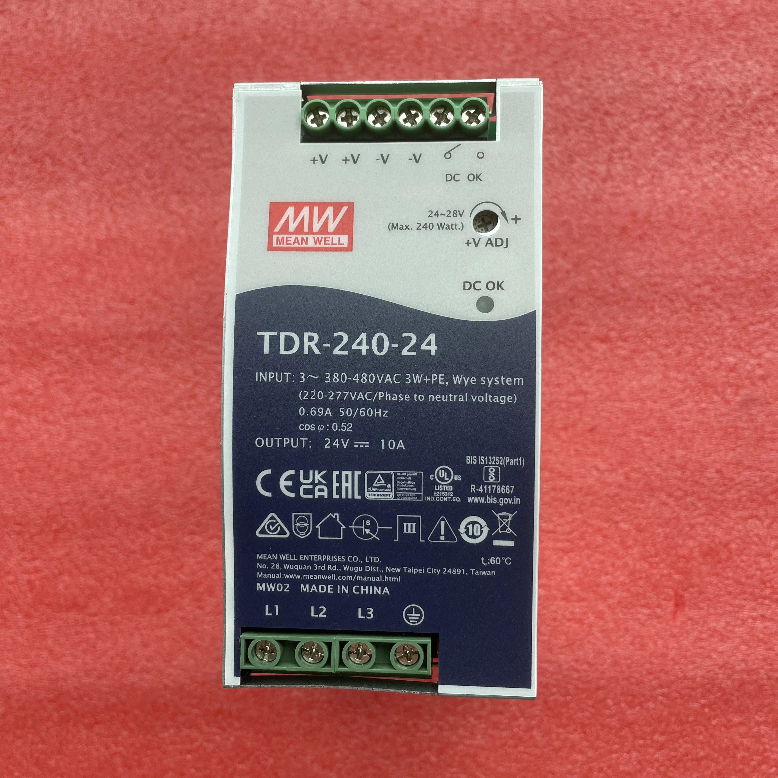 MEAN WELL TDR-240-24 240W24V10A TDR-240-48 240W48V5A 240W PFC 기능 초박형 3상 산업가이드 레일