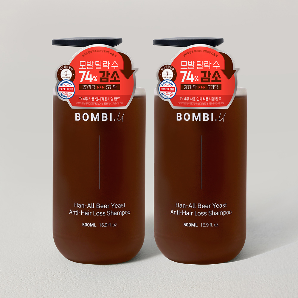 봄비유 한올 맥주효모 바이오틴 지성 카페인 두피케어 탈모 완화 쿨링 샴푸 500ml, 2개 제품 이미지