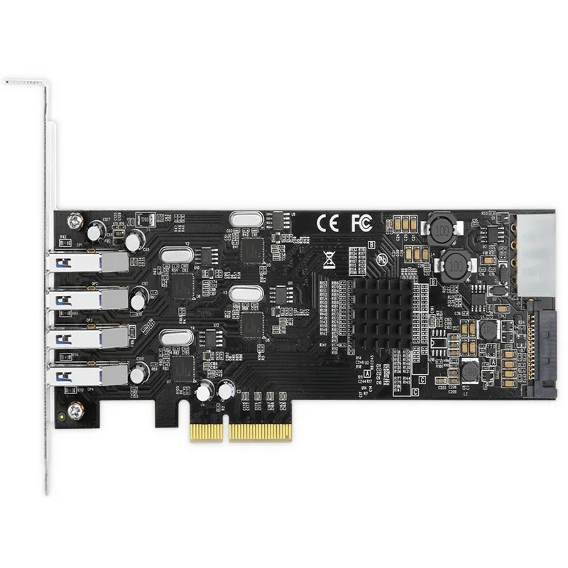 독립 채널 USB3.0 어댑터 카드 PCIEx4 - 확장 NEC 산업카메라 4핀 SATA