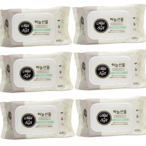부드러운 캡형 물티슈 산뜻한 피톤치드 물티슈 100매 대용량 가정용