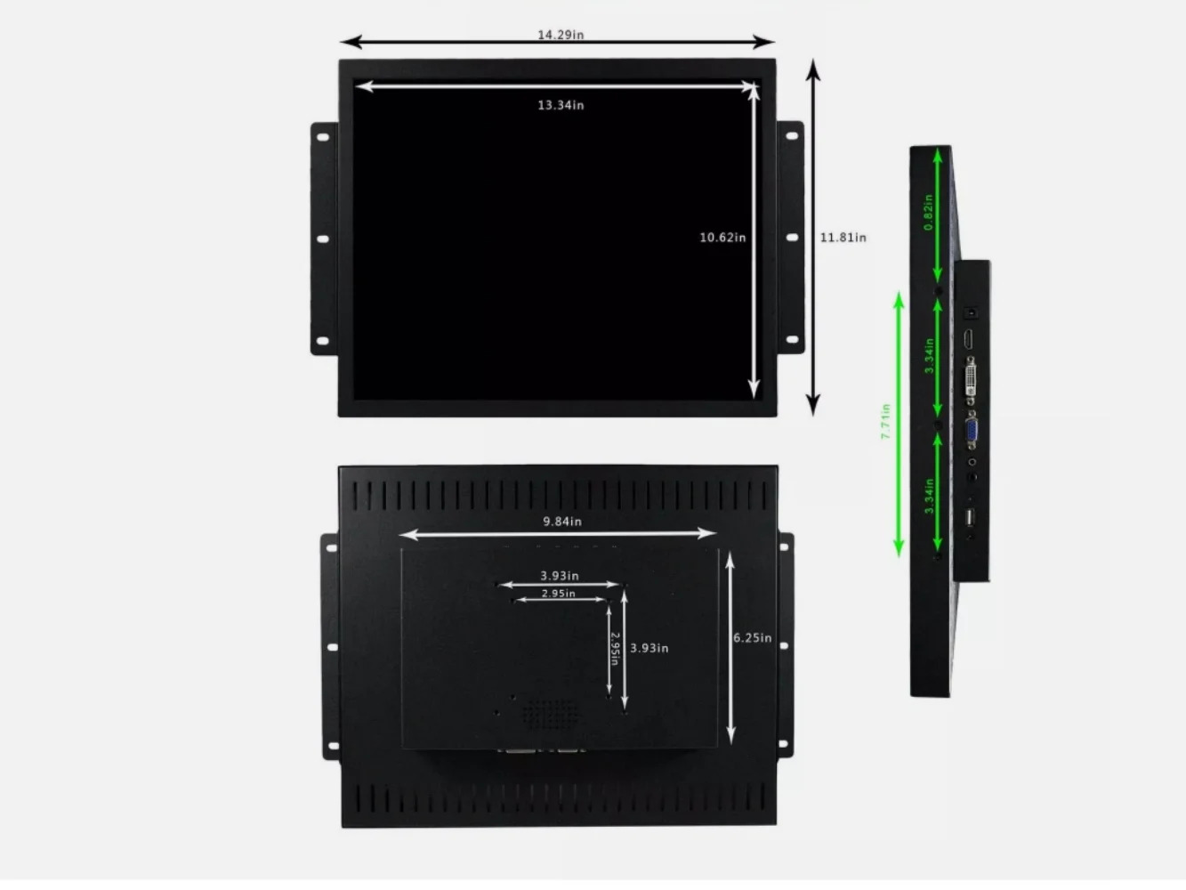 17인치 1280x1024 산업LCD 모니터 입력 포트 금속 케이스