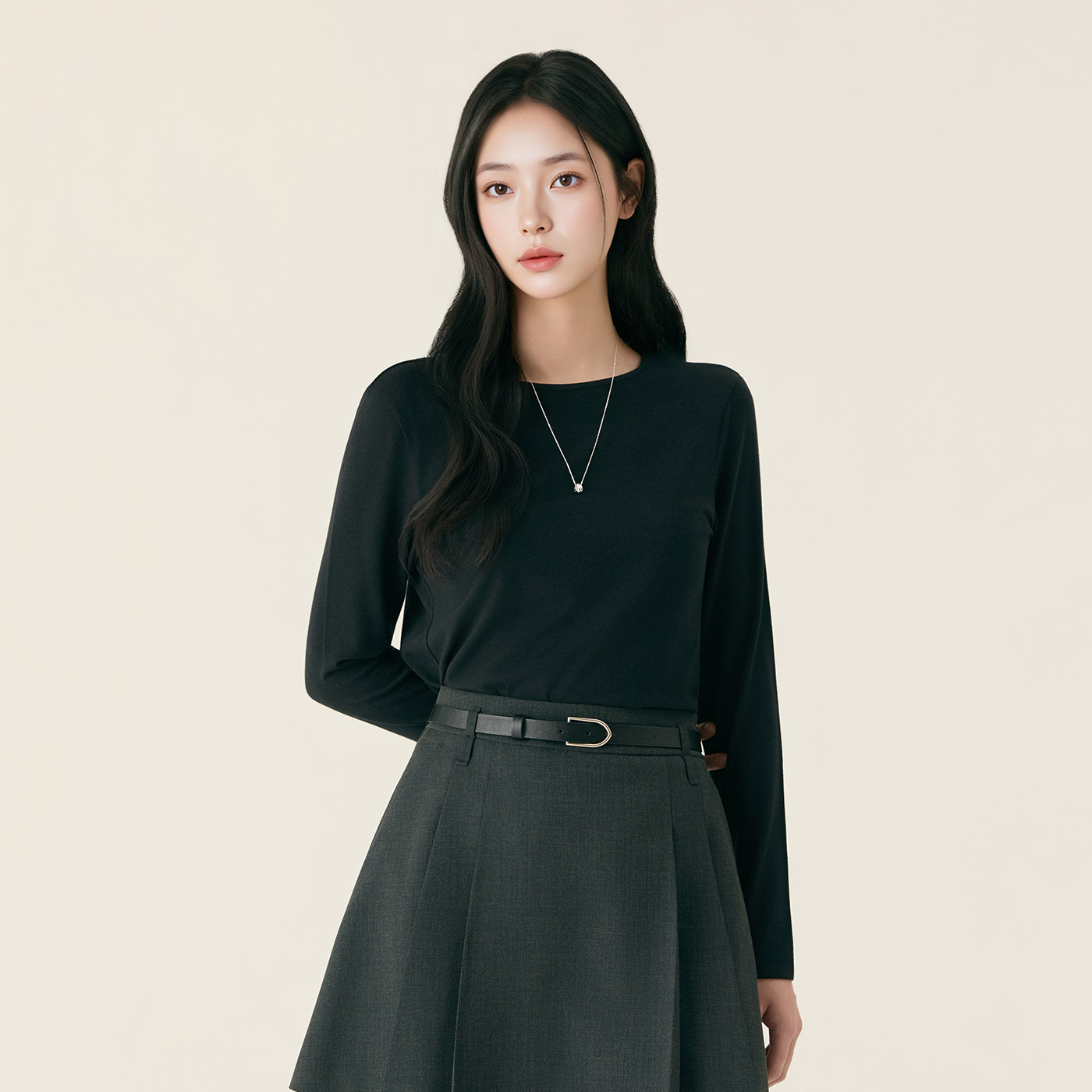 [N배송] 로엠 올데이 텐셀 라운드 티셔츠 RMLWG23R01 - 상세 이미지 5