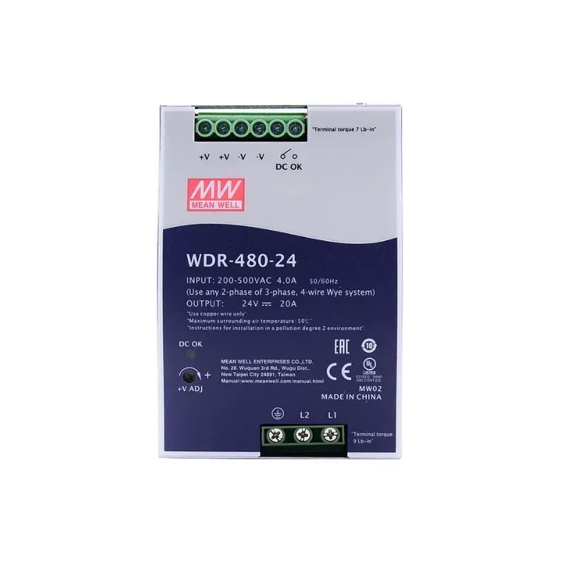 MEAN WELL WDR-480-24 WDR-480-48 480W 단일 출력 레일형 산업전원공급장치 WDR-480
