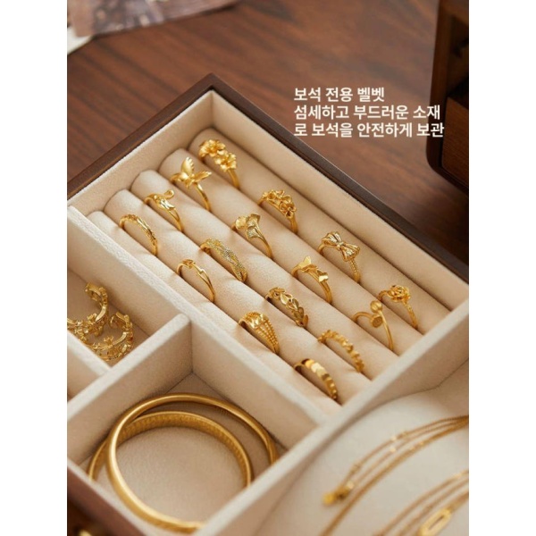 프리미엄 주얼리 악세사리 정리함 보석함 빈티지 귀걸이 보관함 목걸이 2단계 가시형 2단계 가시형 보석함 - 상세 이미지 3