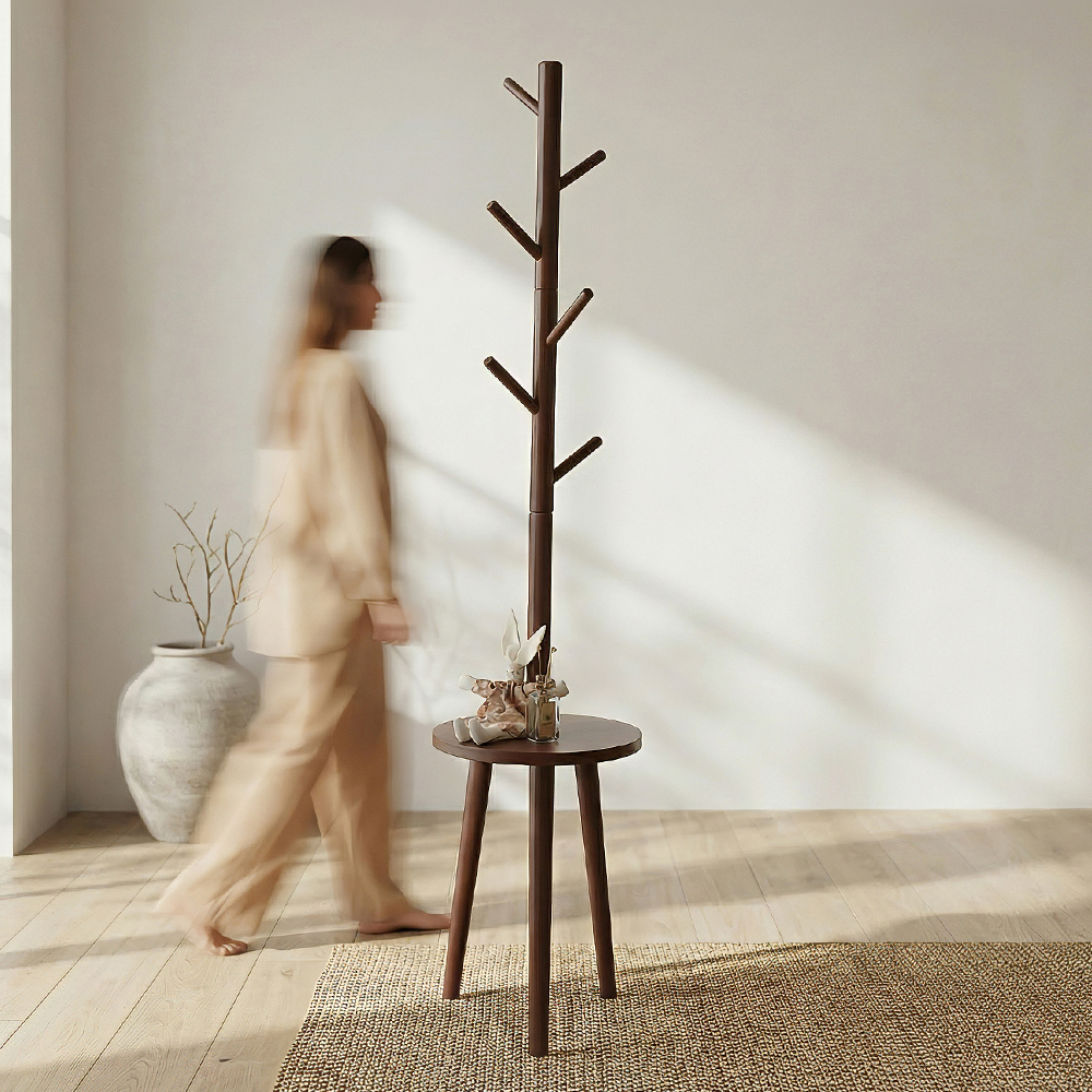 원목 스탠드 옷걸이 스툴선반 스탠딩 튼튼한 우드 행거