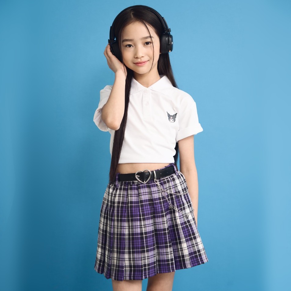 더데이걸 나비 벨트 체크 플리츠 스커트 TGWH24303 - 상세 이미지 5