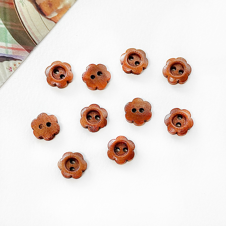 (NEW) 11.5mm 꽃모양 우드단추 나무단추 (10개) 이미지 6