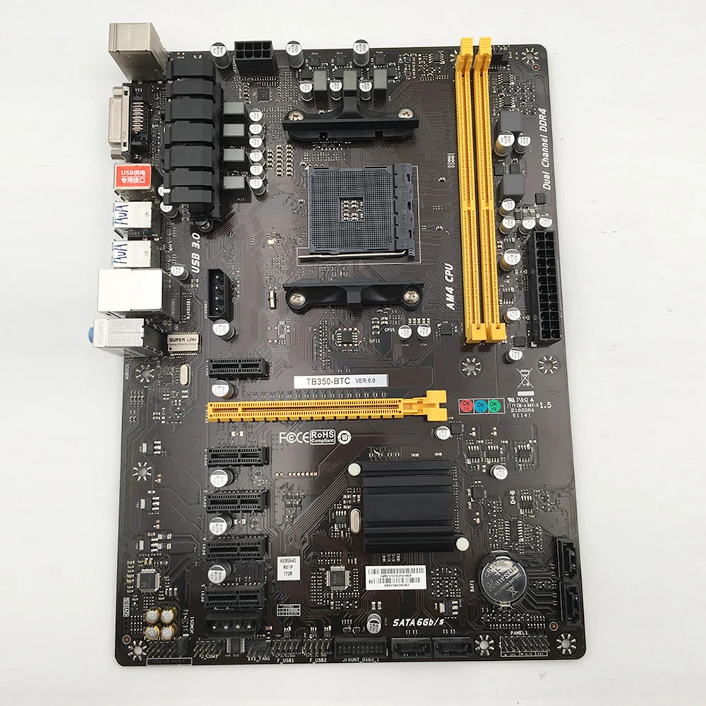 BIOSTAR PC 데스크탑 마더보드TB350-BTC 6PCIE DDR4 AM4 32GB SATA3