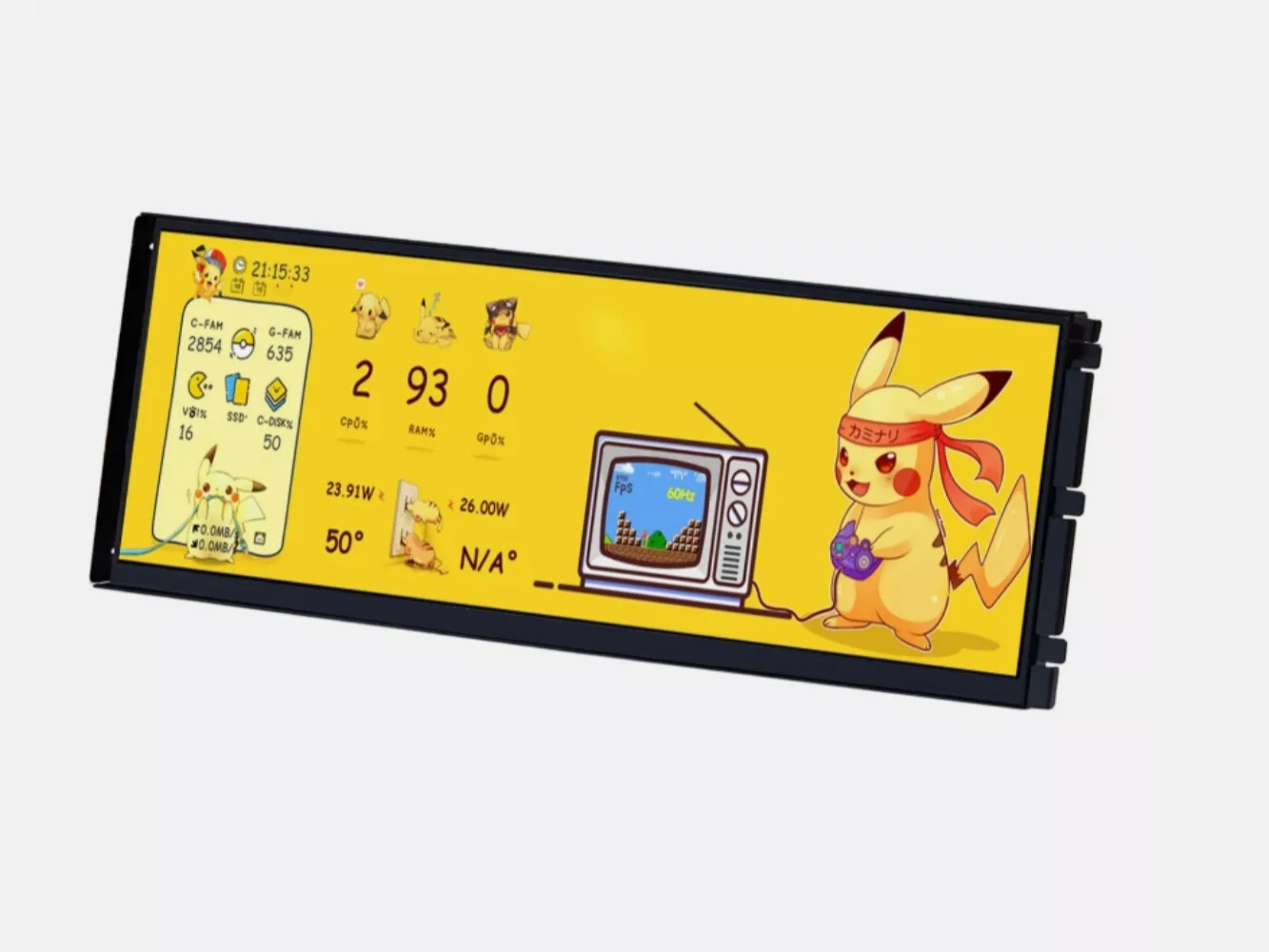PC 케이스14.5인치 터치 블랙 LCD 모니터 DIY Y70 Aida64 CPU GPU