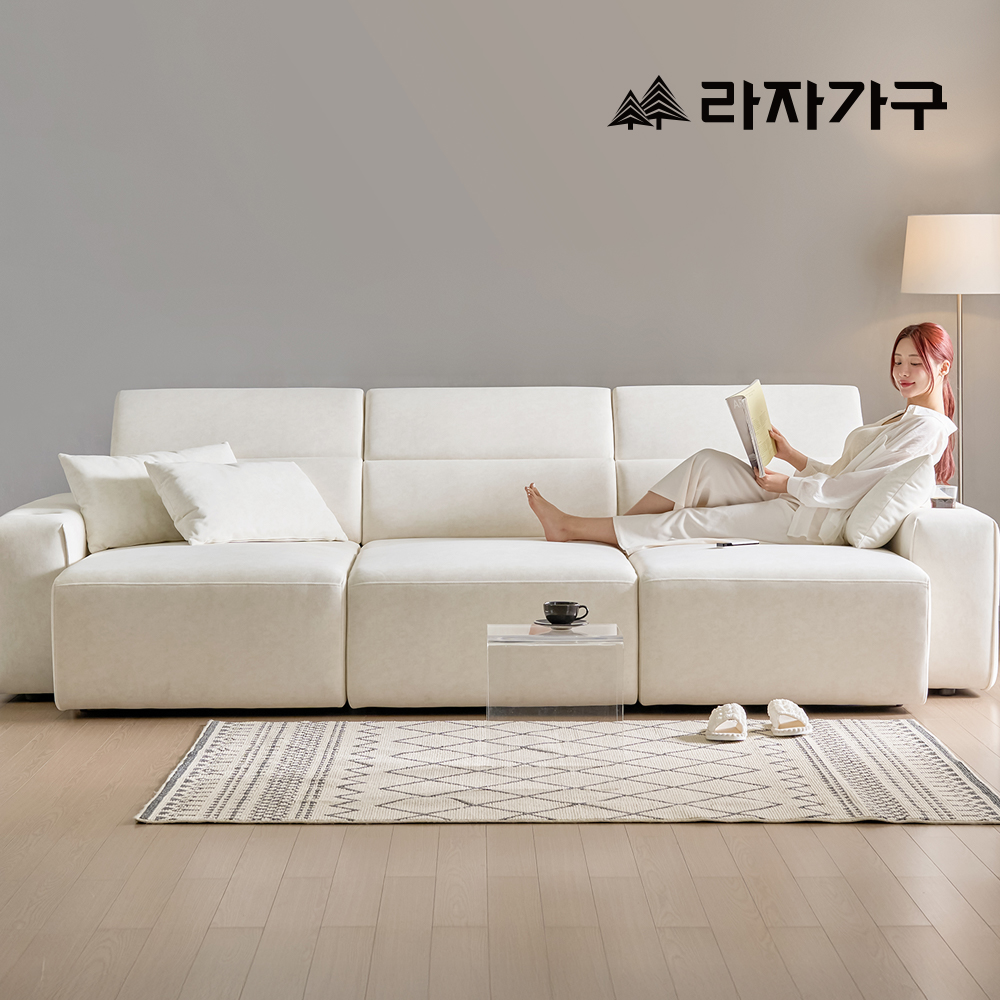 라자가구 노바 제로월 모션 무빙 슬라이딩 리클라이너 3인 패브릭 거실 소파