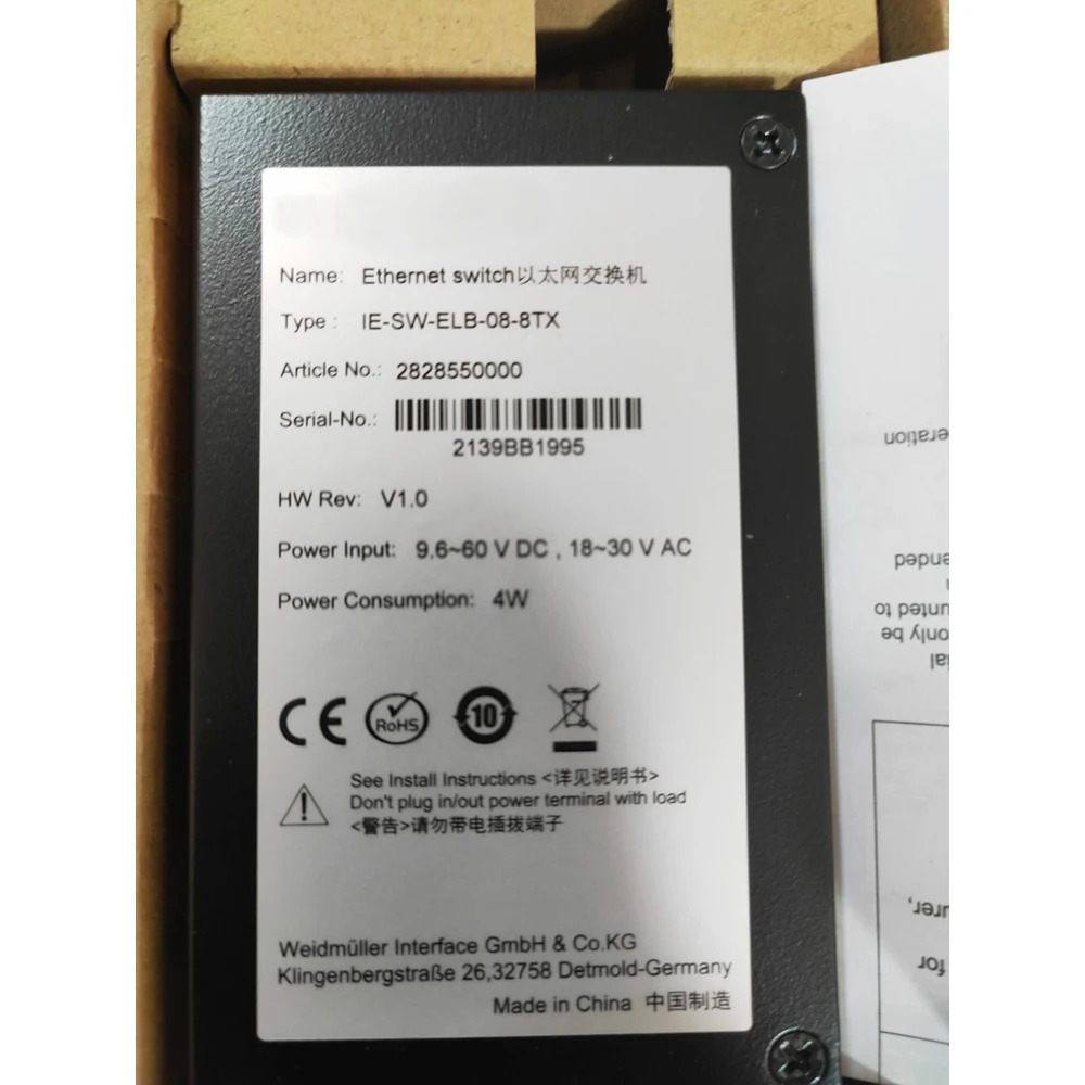 2828550000  Weidmuller 산업스위치 IE-SW-ELB-08-8TX용