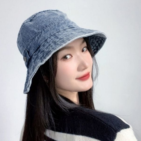 데님 여성 버킷 햇 데일리버킷 버킷 햇 벙거지 캐주얼 사계절 - 상품 이미지