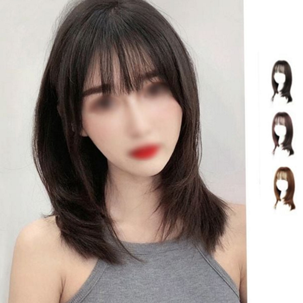 내추럴 중단발 통가발 레이어드 여성 중단발 데일리 가발 - 상품 이미지
