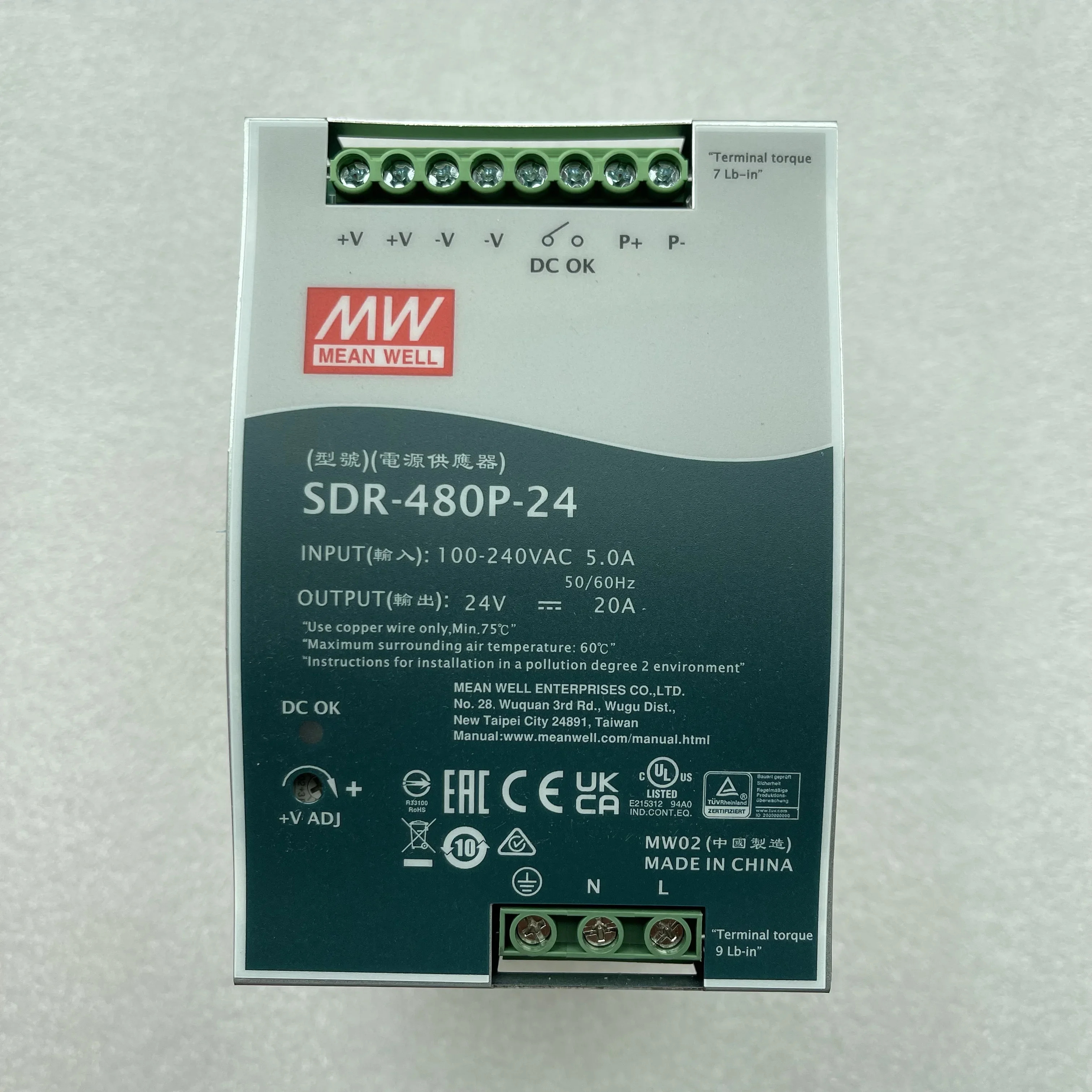 MEAN WELL SDR-480P SDR-480P-24 SDR-480P-48 480W 단일 출력 산업DIN 레일PFC 병렬 기능 포함