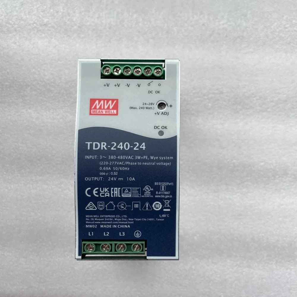 MEAN WELL TDR-240-24 240W24V10A TDR-240-48 240W48V5A 240W PFC 기능 초박형 3상 산업가이드 레일