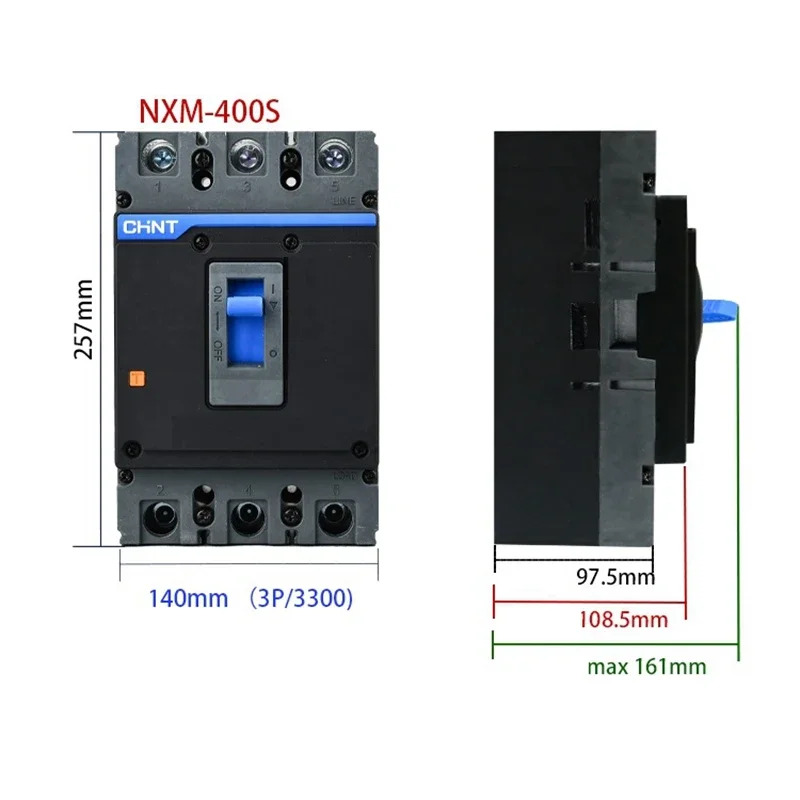 CHiNT 630A 400A 500A 350A 315A MCCB 성형 케이스 회로차단기 에어 스위치 3P NM1 NXM NXM-630S NXM-400S 3300